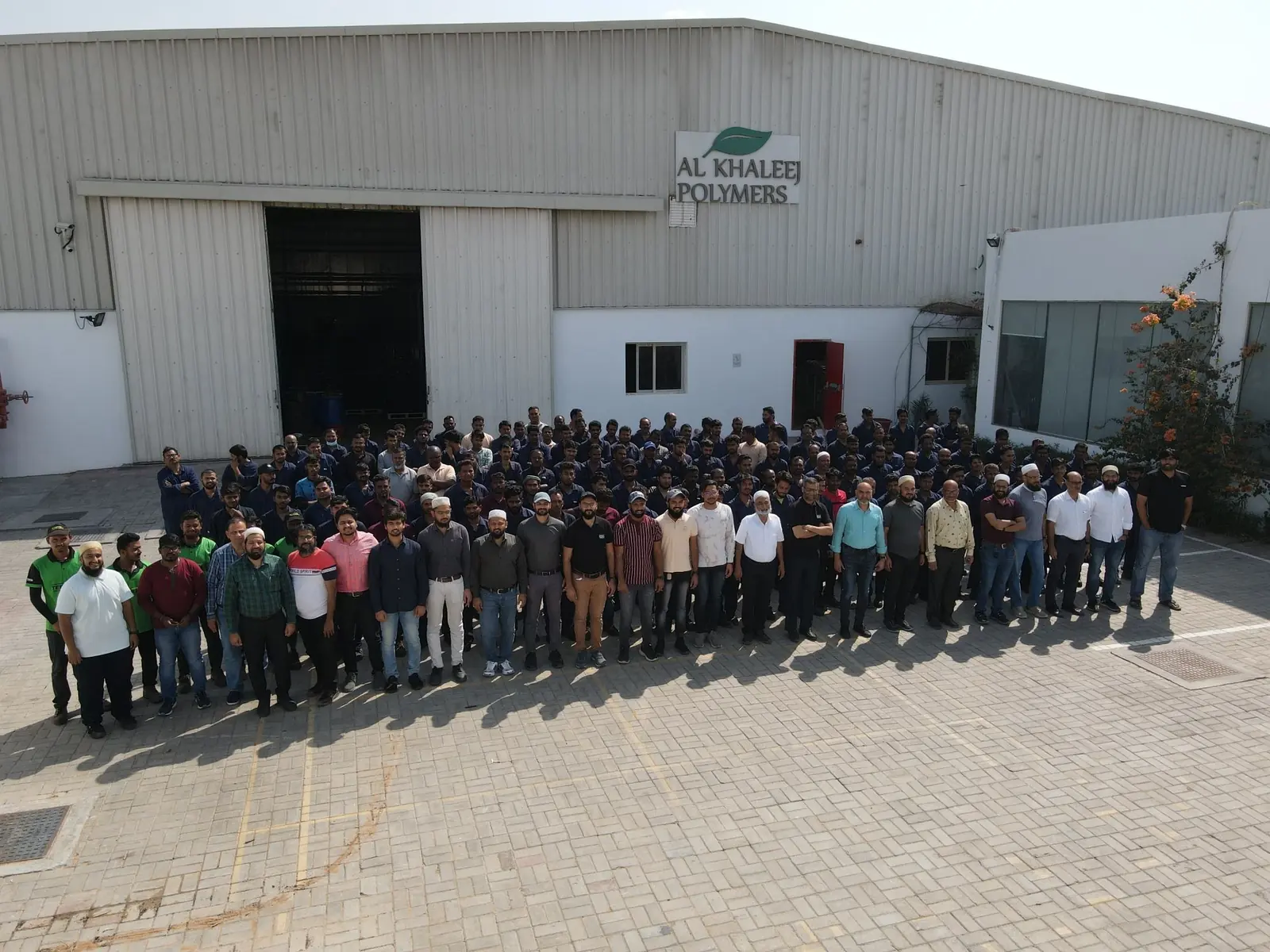 The ELASTAK team at the Al Khaleej Polymers factory, Ras Al Khaimah, UAE
